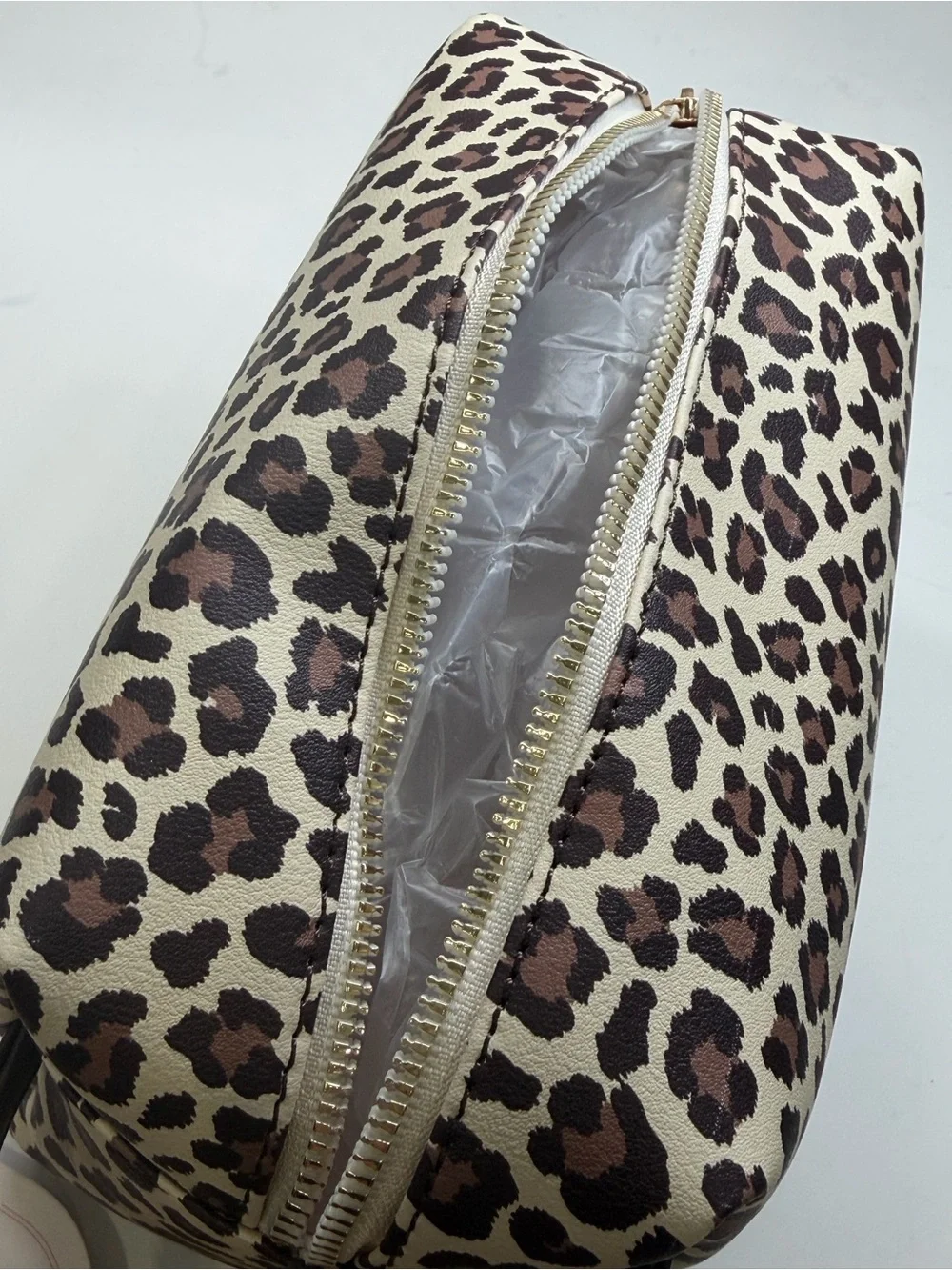 Leopard Print Cosmetic Pouch in Beige and Brown
